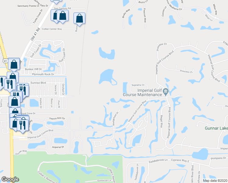 map of restaurants, bars, coffee shops, grocery stores, and more near 1757 Supreme Court in Naples