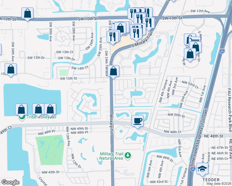 map of restaurants, bars, coffee shops, grocery stores, and more near 2377 Southwest 16th Drive in Deerfield Beach