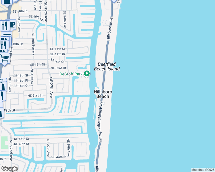 map of restaurants, bars, coffee shops, grocery stores, and more near 1167 Hillsboro Mile in Hillsboro Beach