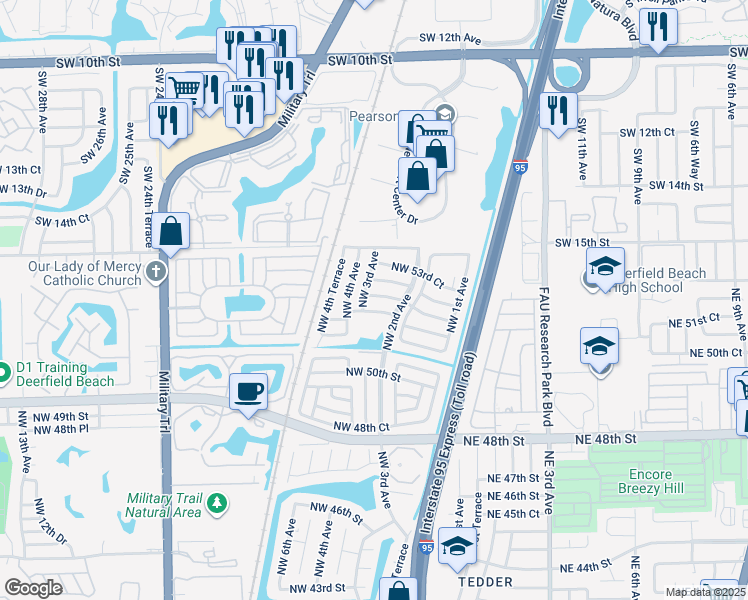 map of restaurants, bars, coffee shops, grocery stores, and more near 262 Northwest 52nd Court in Pompano Beach