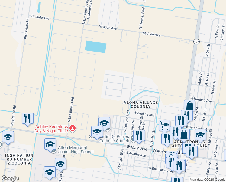 map of restaurants, bars, coffee shops, grocery stores, and more near 721 North Trosper Boulevard in Mission