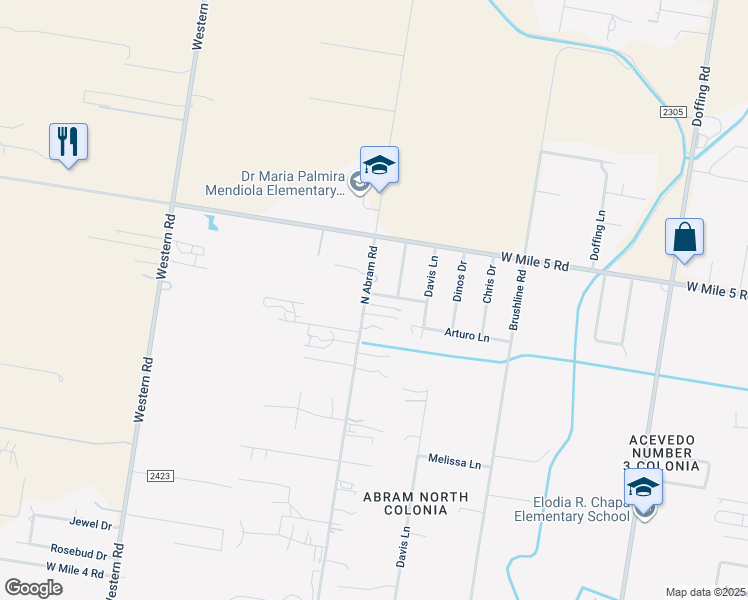 map of restaurants, bars, coffee shops, grocery stores, and more near 6805 La Reina Drive in Mission