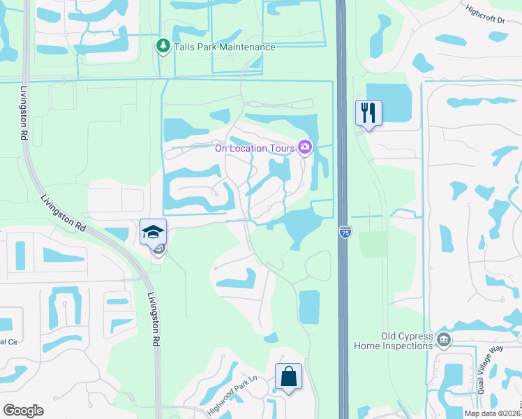 map of restaurants, bars, coffee shops, grocery stores, and more near 5862 3 Iron Drive in Naples