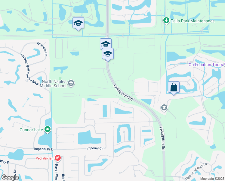 map of restaurants, bars, coffee shops, grocery stores, and more near 16191 Livingston Road in Naples