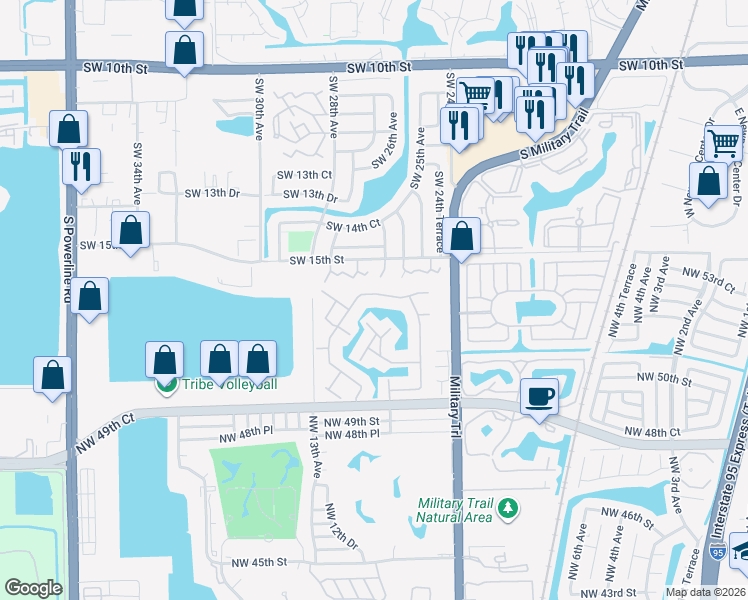 map of restaurants, bars, coffee shops, grocery stores, and more near 11 Emerald Way Circle in Pompano Beach