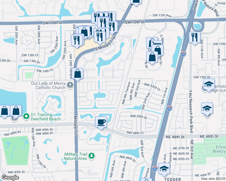 map of restaurants, bars, coffee shops, grocery stores, and more near 1950 Southwest 16th Court in Deerfield Beach