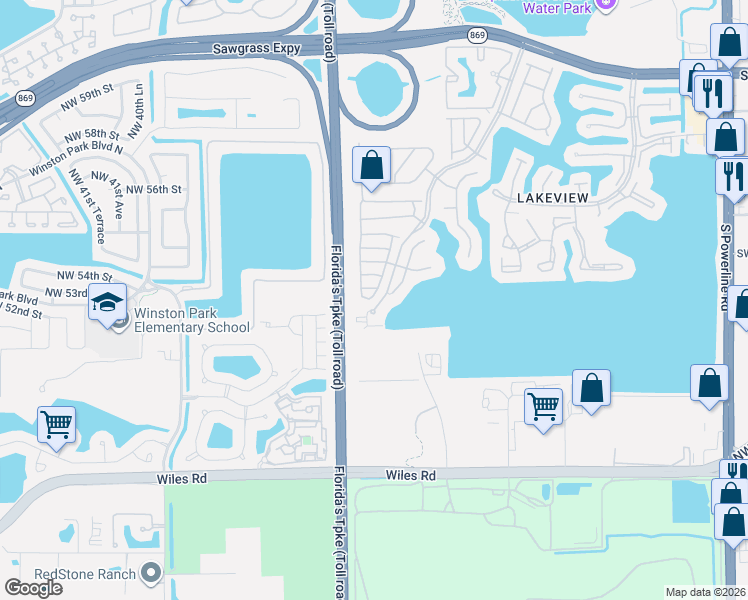 map of restaurants, bars, coffee shops, grocery stores, and more near 1600 Waterways Boulevard in Deerfield Beach