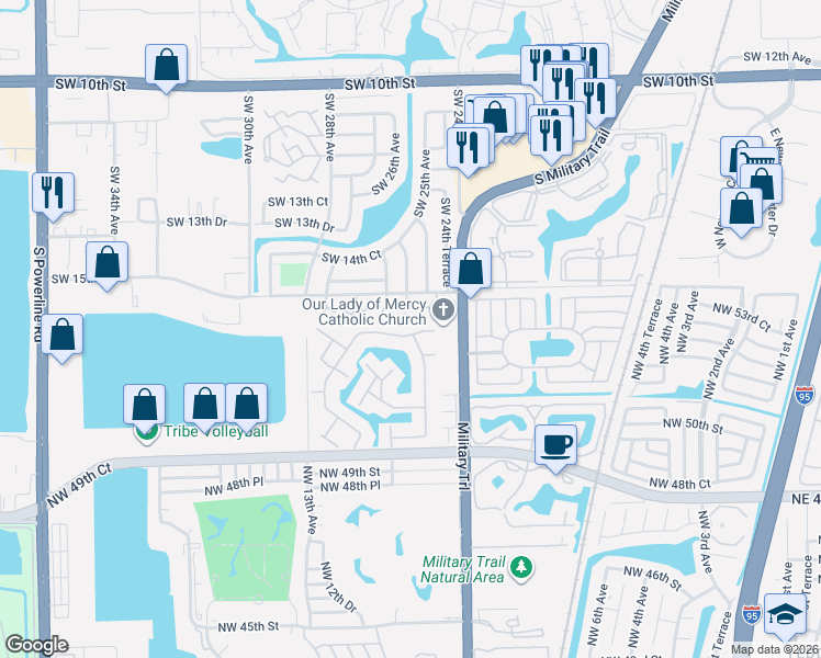 map of restaurants, bars, coffee shops, grocery stores, and more near 1013 Northwest 53rd Street in Pompano Beach