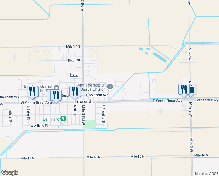 map of restaurants, bars, coffee shops, grocery stores, and more near 200 Salazar Street in Edcouch