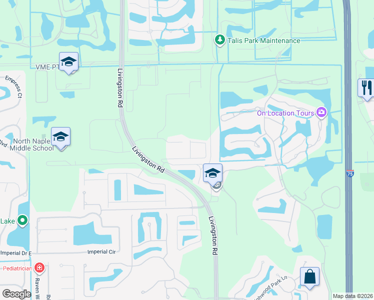 map of restaurants, bars, coffee shops, grocery stores, and more near 16158 Ravina Way in Naples