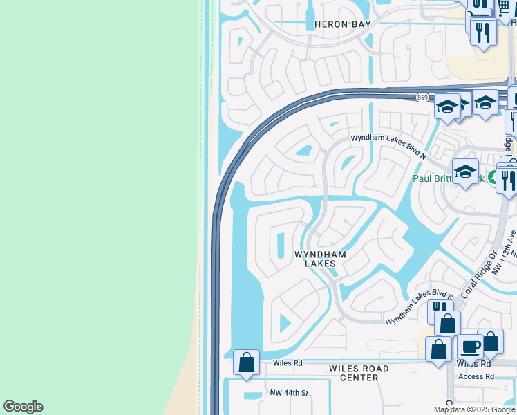 map of restaurants, bars, coffee shops, grocery stores, and more near 5300 Northwest 126th Drive in Tamarac
