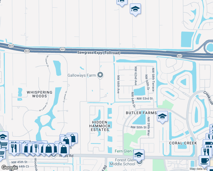 map of restaurants, bars, coffee shops, grocery stores, and more near 5330 Pine Tree Rd in Pompano Beach
