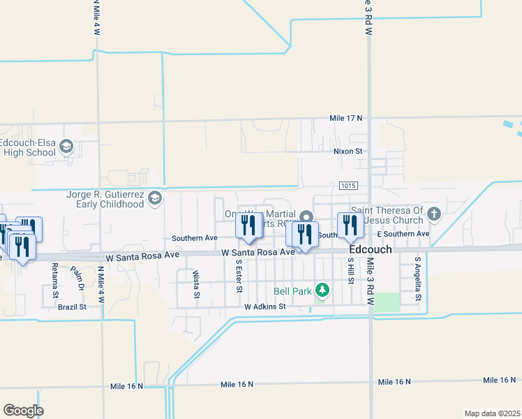 map of restaurants, bars, coffee shops, grocery stores, and more near 724 Missouri Avenue in Edcouch