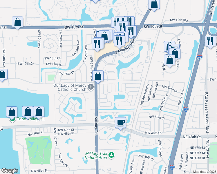 map of restaurants, bars, coffee shops, grocery stores, and more near 1523 Southwest 22nd Way in Deerfield Beach