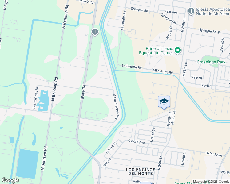 map of restaurants, bars, coffee shops, grocery stores, and more near 9824 Los Padres Road in McAllen