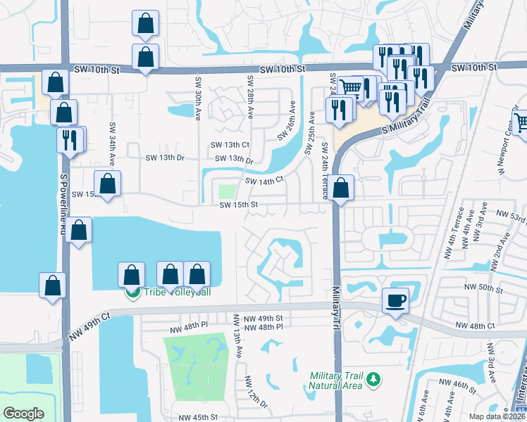 map of restaurants, bars, coffee shops, grocery stores, and more near 2780 Southwest 15th Street in Deerfield Beach