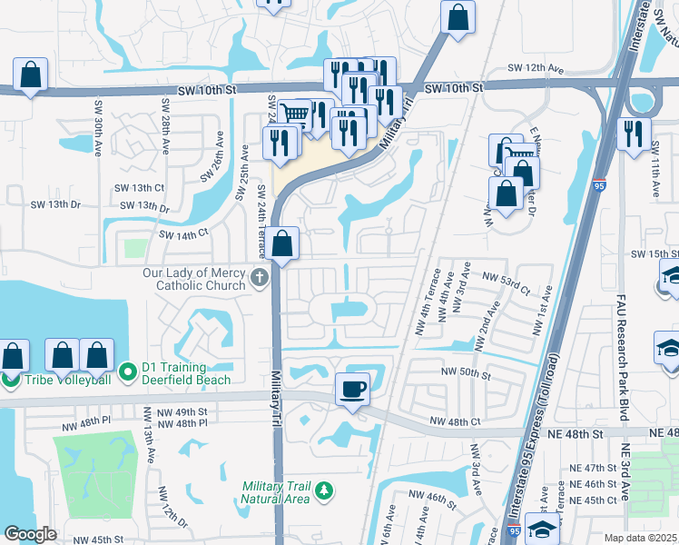 map of restaurants, bars, coffee shops, grocery stores, and more near 1520 Southwest 21st Way in Deerfield Beach