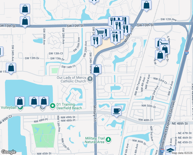 map of restaurants, bars, coffee shops, grocery stores, and more near in Deerfield Beach