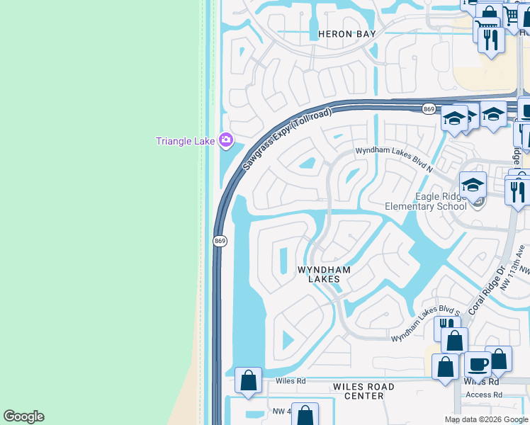 map of restaurants, bars, coffee shops, grocery stores, and more near 12454 Northwest 53rd Street in Tamarac