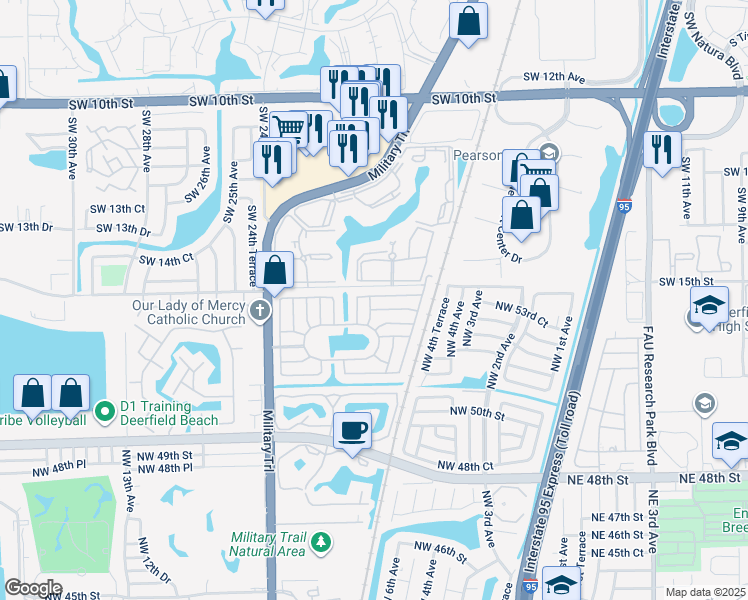 map of restaurants, bars, coffee shops, grocery stores, and more near 2062 Southwest 15th Place in Deerfield Beach