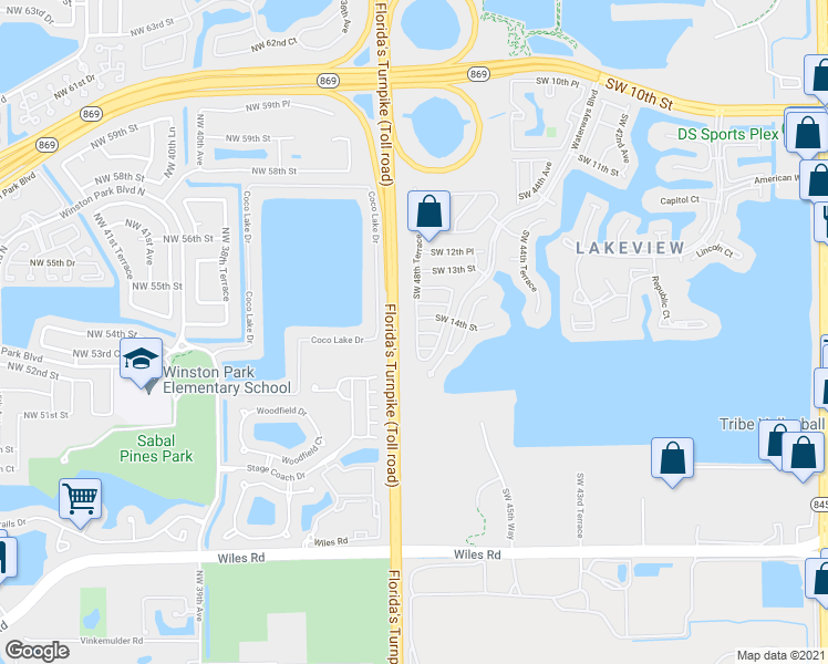 map of restaurants, bars, coffee shops, grocery stores, and more near 1431 Southwest 48th Terrace in Deerfield Beach