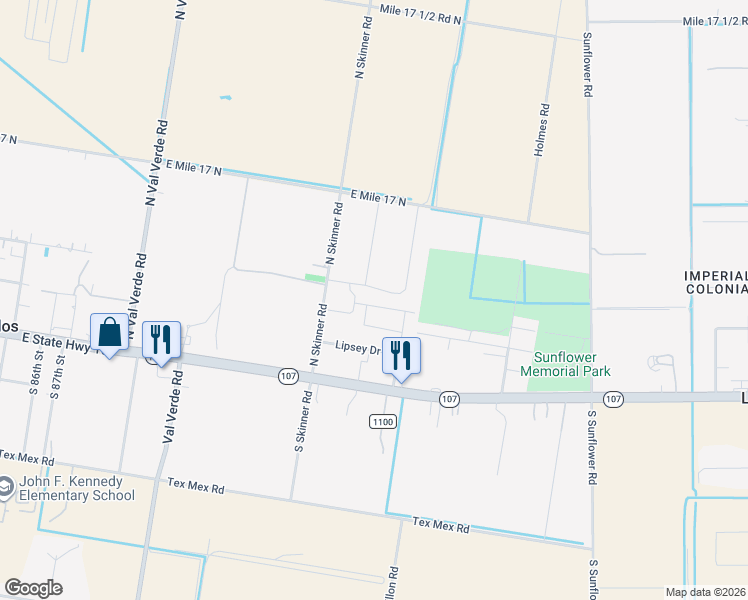 map of restaurants, bars, coffee shops, grocery stores, and more near 10213 North Wind Drive in Edinburg