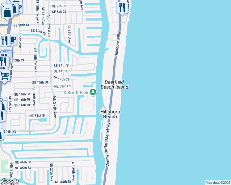 map of restaurants, bars, coffee shops, grocery stores, and more near 1177 Hillsboro Mile in Hillsboro Beach