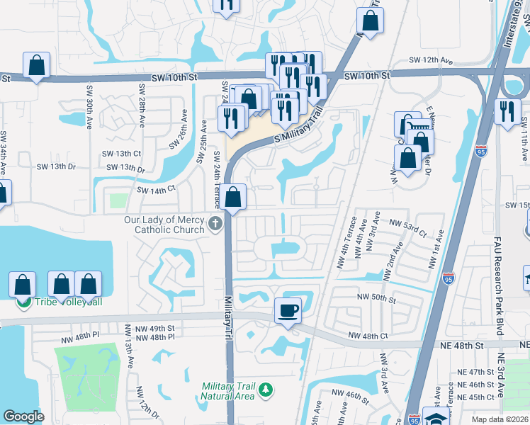map of restaurants, bars, coffee shops, grocery stores, and more near 1523 Southwest 22nd Way in Deerfield Beach