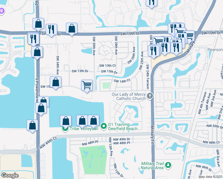 map of restaurants, bars, coffee shops, grocery stores, and more near 2740 Southwest 15th Street in Deerfield Beach