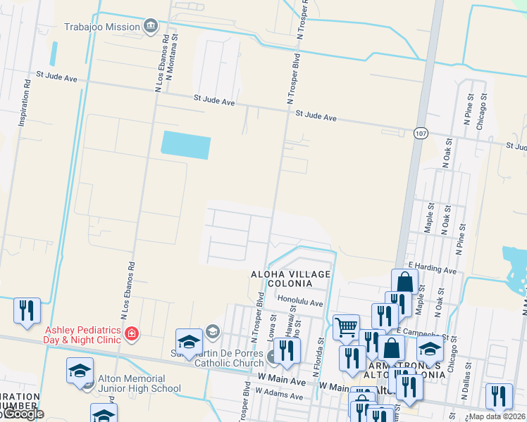 map of restaurants, bars, coffee shops, grocery stores, and more near 1004 North Trosper Road in Alton