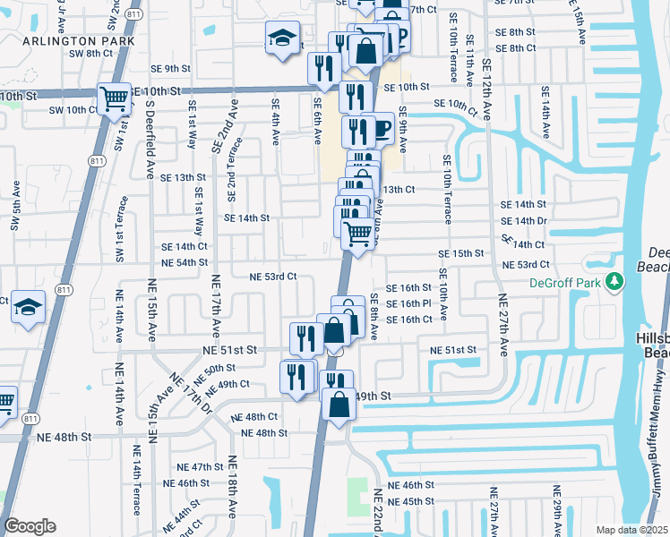 map of restaurants, bars, coffee shops, grocery stores, and more near 1430 U.S. 1 in Deerfield Beach