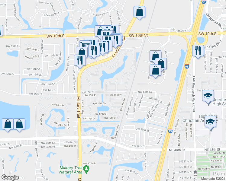 map of restaurants, bars, coffee shops, grocery stores, and more near 2011 Southwest 15th Street in Deerfield Beach