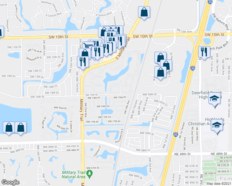 map of restaurants, bars, coffee shops, grocery stores, and more near 2011 Southwest 15th Street in Deerfield Beach