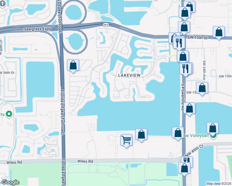 map of restaurants, bars, coffee shops, grocery stores, and more near 2904 Congressional Way in Deerfield Beach