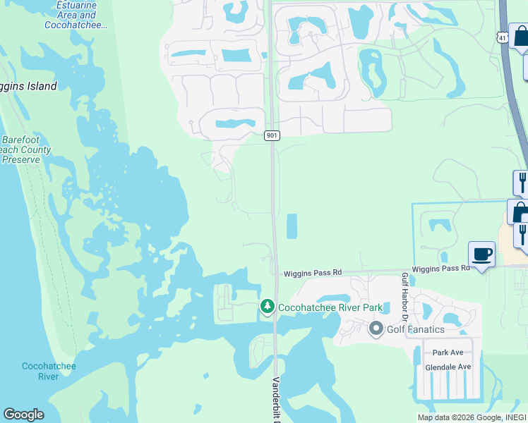 map of restaurants, bars, coffee shops, grocery stores, and more near 13985 Kinsale Boulevard in Naples