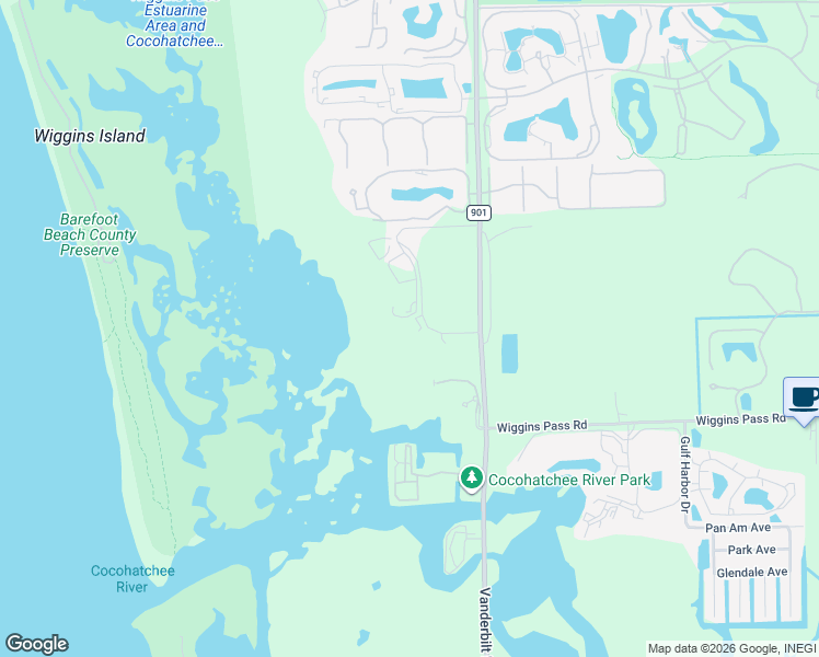 map of restaurants, bars, coffee shops, grocery stores, and more near 13607-13635 Vanderbilt Drive in Naples