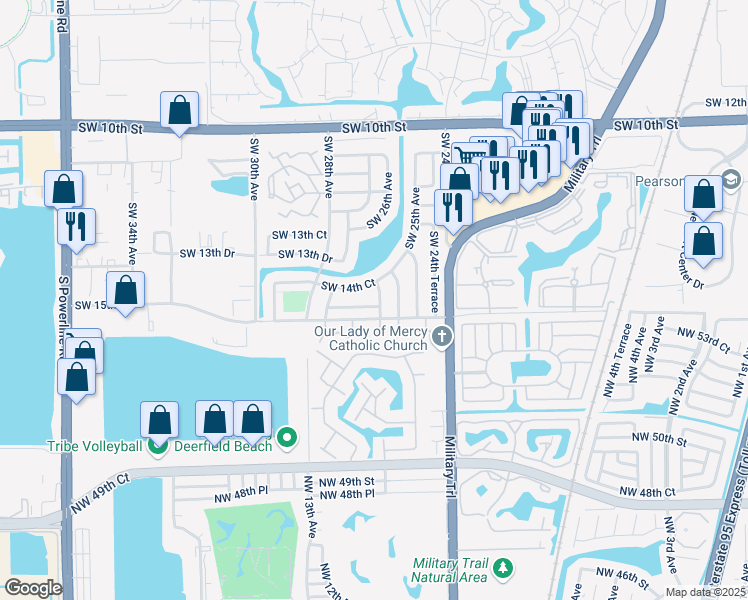 map of restaurants, bars, coffee shops, grocery stores, and more near 1454 Southwest 26th Avenue in Deerfield Beach