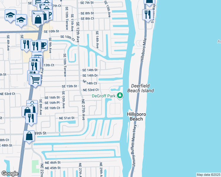 map of restaurants, bars, coffee shops, grocery stores, and more near 1520 Southeast 14th Court in Deerfield Beach