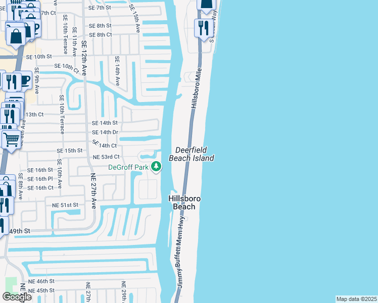 map of restaurants, bars, coffee shops, grocery stores, and more near 1186 Florida A1A in Hillsboro Beach