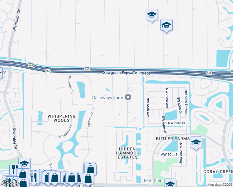 map of restaurants, bars, coffee shops, grocery stores, and more near 5460 Godfrey Road in Pompano Beach