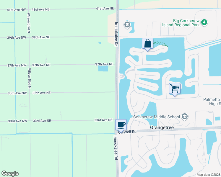 map of restaurants, bars, coffee shops, grocery stores, and more near 14600 Immokalee Road in Naples