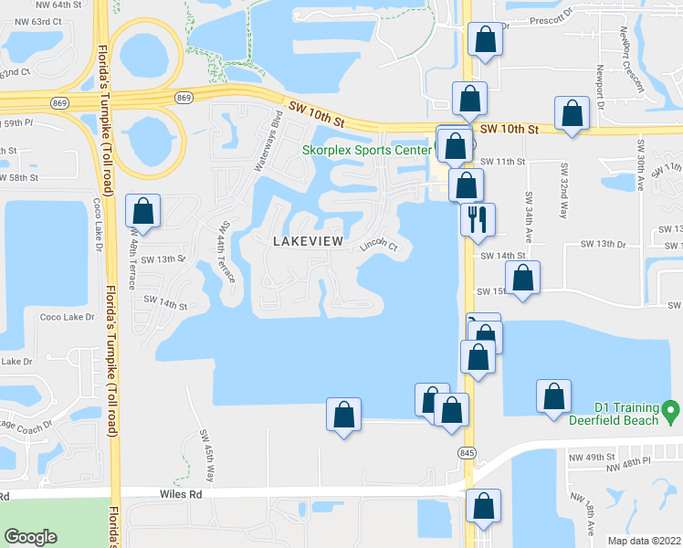 map of restaurants, bars, coffee shops, grocery stores, and more near 107 Republic Court in Deerfield Beach