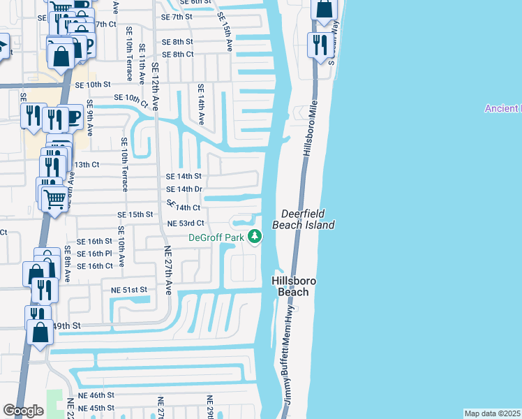 map of restaurants, bars, coffee shops, grocery stores, and more near 1560 Southeast 14th Court in Deerfield Beach