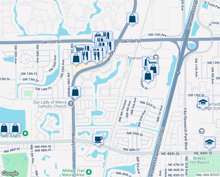 map of restaurants, bars, coffee shops, grocery stores, and more near 1929 Southwest 15th Street in Deerfield Beach