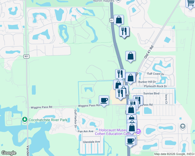 map of restaurants, bars, coffee shops, grocery stores, and more near 708 Tarpon Cove Drive in Naples