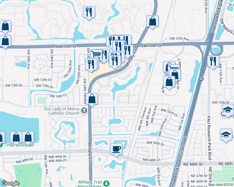 map of restaurants, bars, coffee shops, grocery stores, and more near 2059 Southwest 15th Street in Deerfield Beach