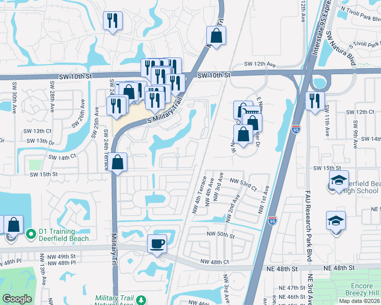 map of restaurants, bars, coffee shops, grocery stores, and more near 1929 Southwest 15th Street in Deerfield Beach