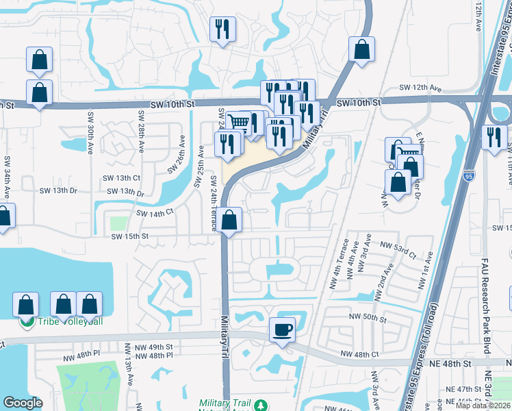 map of restaurants, bars, coffee shops, grocery stores, and more near 2307 Southwest 15th Street in Deerfield Beach
