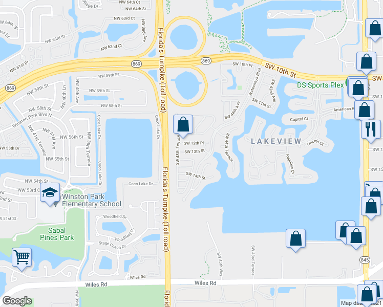 map of restaurants, bars, coffee shops, grocery stores, and more near 4706 Southwest 13th Street in Deerfield Beach