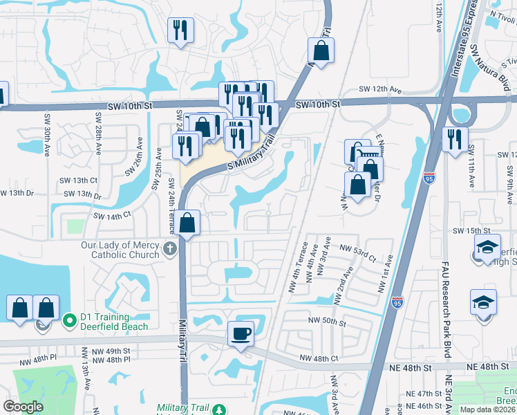 map of restaurants, bars, coffee shops, grocery stores, and more near 2011 Southwest 15th Street in Deerfield Beach